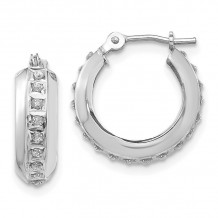 Quality Gold 14k White Gold Diamond Fascination Round Hinged Hoop Earrings - DF252