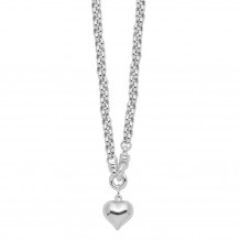 Quality Gold Sterling Silver Polished Rolo  Dangle Heart Charm Necklace - QG5270-22