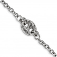 Quality Gold Sterling Silver Rhodium-plated Fancy Swirls Bracelet - QG4514-7.5