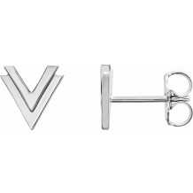 14K White 8 mm Double V Earrings - 862586006P