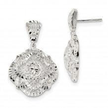 Quality Gold Sterling Silver Diamond Cut Dangle Post Earrings - QE13054