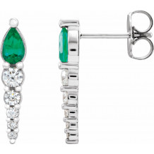 14K White Emerald & 1/4 CTW Diamond Earrings - 870256014P