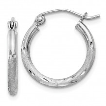 Quality Gold Sterling Silver Rhodium-plated 2mm Satin Diamond-cut Tube Hoop Earrings - QE4416