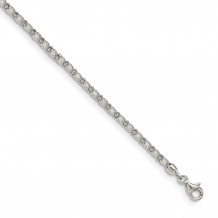 Quality Gold Sterling Silver Enclosed CZ Chain Bracelet - QG5018-7.25
