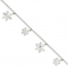 Quality Gold Sterling Silver Diamond-Cut Snowflake Bracelet - QG3006-7.5