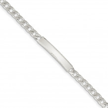 Quality Gold Sterling Silver Diamond-cut Engraveable Curb Link IN Bracelet - QID103-8