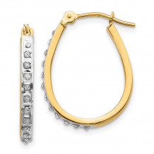 Quality Gold 14k Yellow & Rhodium Diamond Oval Hinged Hoop Earrings - DF146