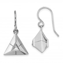 Quality Gold Sterling Silver Rhodium-plated Triangular Origami CZ Dangle Earrings - QE14225