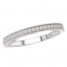 La Vie 14k White Gold Milgrain 0.11ct Diamond Wedding Band