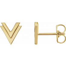 14K Yellow 8 mm Double V Earrings - 862586007P