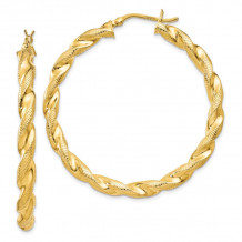 Quality Gold Sterling Silver Gold-flashed Patterned Twist 45mm Hoop Earrings - QE6668