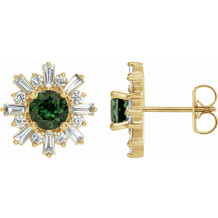 14K Yellow Green Tourmaline & 3/4 CTW Diamond Earrings - 869826009P