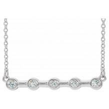 14K White 1/6 CTW Diamond Bezel-Set Bar 16 Necklace - 868406015P