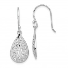 Quality Gold Sterling Silver Rhodium-plated Filigree Teardrop Dangle Earrings - QE15190