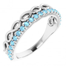 14K White Aquamarine Infinity-Inspired Stackable Ring - 72003615P