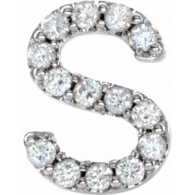 14K White .05 CTW Diamond Single Initial S Earring - 867976095P