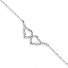 Quality Gold Sterling Silver Rhodium-plated CZ Wings Bracelet - QX933CZ