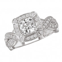 La Vie 14k White Gold Halo Semi-Mount Diamond Engagement Ring