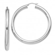 Quality Gold Sterling Silver Rhodium-plated 5mm Round Hoop Earrings - QE823