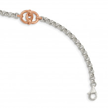 Quality Gold Sterling Silver & Rose-tone Polished   Fancy Bracelet - QG4953-7.5