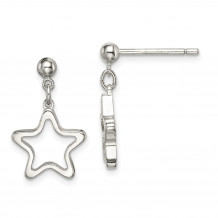 Quality Gold Sterling Silver Cut-out Star Dangle Post Earrings - QE14802