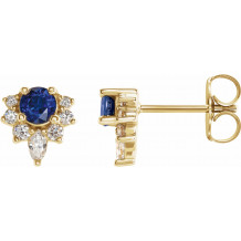 14K Yellow Blue Sapphire & 1/6 CTW Diamond Earrings - 869506030P