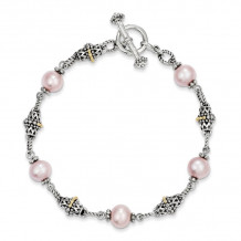 Quality Gold Sterling Silver Cultured Pink Pearl Bracelet - QTC166