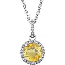 14K White Citrine & 1/10 CTW Diamond 18 Necklace - 65130170006P