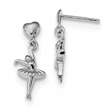Quality Gold Sterling Silver Rhodium-plated Ballerina Dangle Post Earrings - QE14017