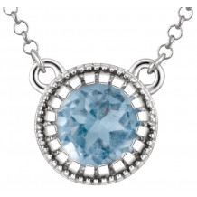 14K White Swiss Blue Topaz December 18 Birthstone Necklace - 651611124P