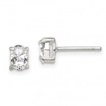 Quality Gold Sterling Silver 4x6mm Oval Basket Set CZ Stud Earrings - QE3162