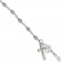Quality Gold Sterling Silver Polished Fancy Rosary Bracelet - QH5138-7.5