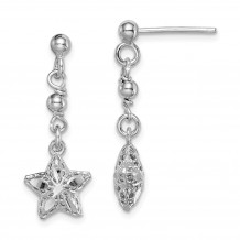 Quality Gold Sterling Silver Rhodium-plated  Mesh Star Dangle Post Earrings - QE15227