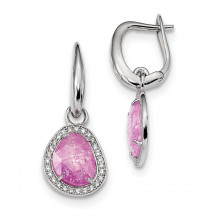 Quality Gold Sterling Silver Rhodium-plated Pink Ice CZ Dangle Earrings - QE13988