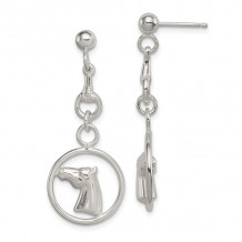 Quality Gold Sterling Silver Horse Circle Dangle Post Earrings - QE4754