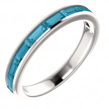 14k White Gold Stuller Blue Topaz Stackable Ring