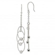 Quality Gold Sterling Silver Diamond-cut Ovals Dangle Earrings - QE14805