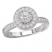 14k White Gold Halo Semi-Mount Diamond Engagement Ring