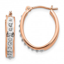 Quality Gold 14k Rose Gold Diamond Fascination Oval Hinged Hoop Earrings - DF276