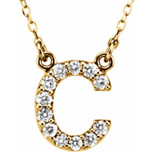 14K Yellow Initial C 1/8 CTW Diamond 16 Necklace - 67311128P