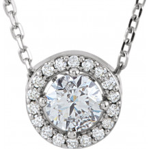 14K White 3/8 CTW Diamond Halo-Style 16 Necklace - 85916104P