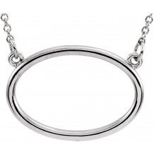 14K White Horizontal Oval 16 Necklace - 85869101P