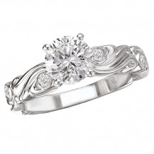 La Vie 14k White Gold Peg Head Floral Diamond Semi-Mount Engagement Ring