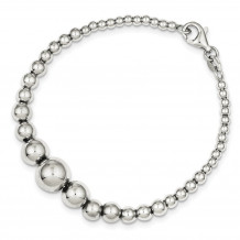 Quality Gold Sterling Silver Polished Graduated Round Bead Bracelet - QH4964-7.25
