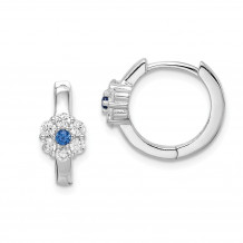 Quality Gold Sterling Silver Rhodium-plated Created Spinel &  CZ Flower Hoop Earrings - QE15385