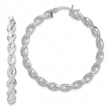 Quality Gold Sterling Silver Rhodium Plated Twist 45mm Hoop Earrings - QE6759