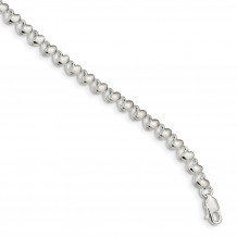 Quality Gold Sterling Silver Heart Link Bracelet - QG4262-7