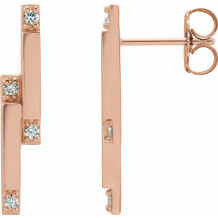 14K Rose 1/10 CTW Diamond Bar Earrings - 87051602P