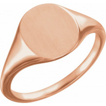 14K Rose 11x9 mm Oval Signet Ring - 51552103P