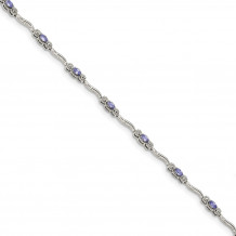 Quality Gold Stering Silver Polished Tanzanite 7.5 inch Bracelet - QX973TZ
